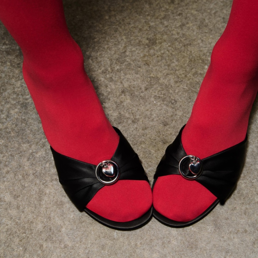 Black Heart Detail Heeled Sandals